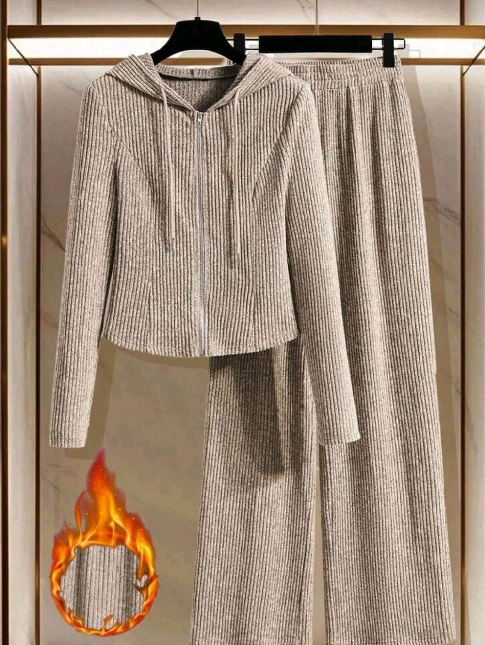 Women's Solid Color Hooded Long Sleeve Top And Pants 2 Pieces Set, Christ